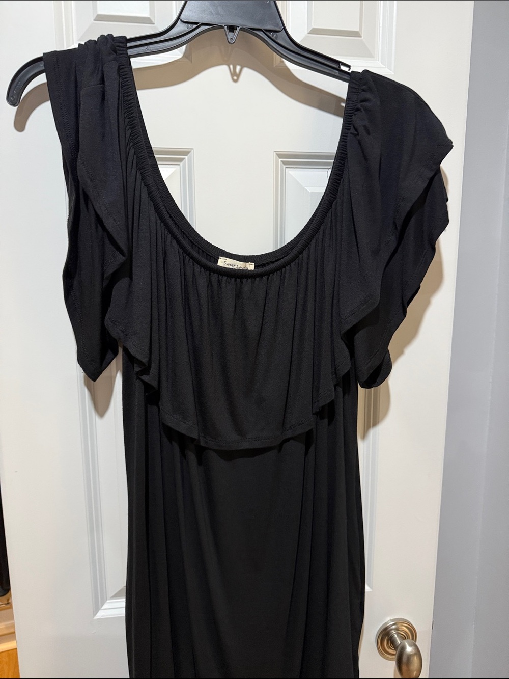 Black Ruffle Off-Shoulder Women’s Dress